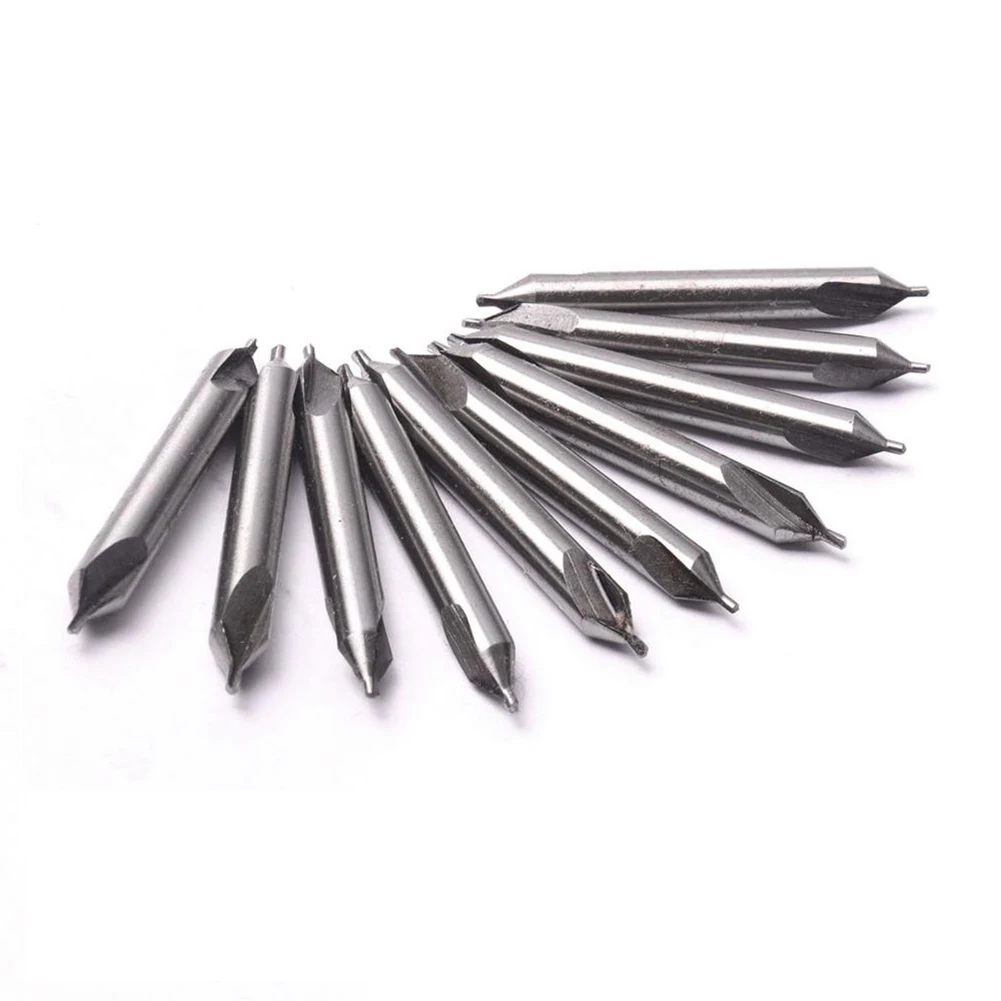 

10 Pack 60 Degree HSS Center Drill Bits Designed for Accurate Spotting and Center Hole Creation in Machining Processes