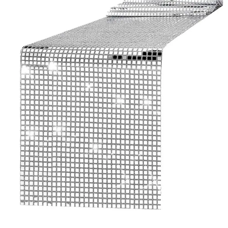 EYFL-6X Camino de Mesa para Fiesta Disco, Camino de Mesa de Papel de Aluminio Plateado Espejo, Cubierta de Mesa Metálica Brillante para Fiesta Disco, Baile, Boda