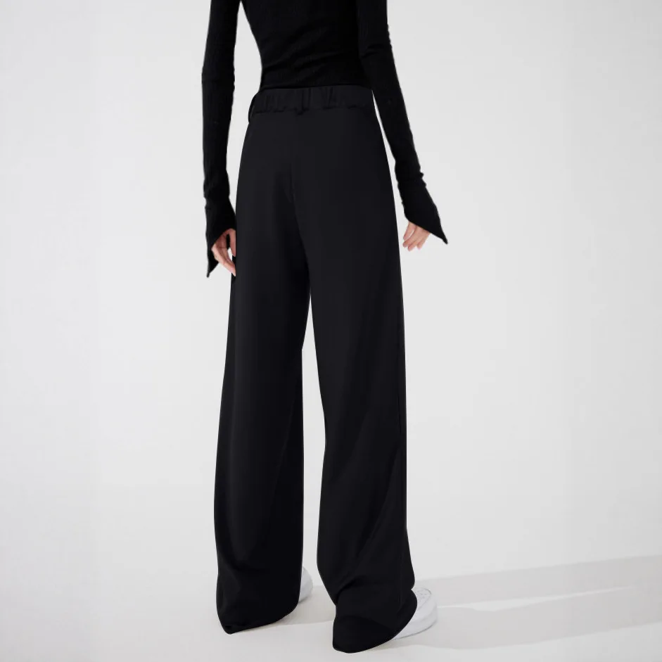 2025年新作通勤レトロブラックハイウエスト細身スーツストレートドレープモップワイドレッグヨーロッパとアメリカ