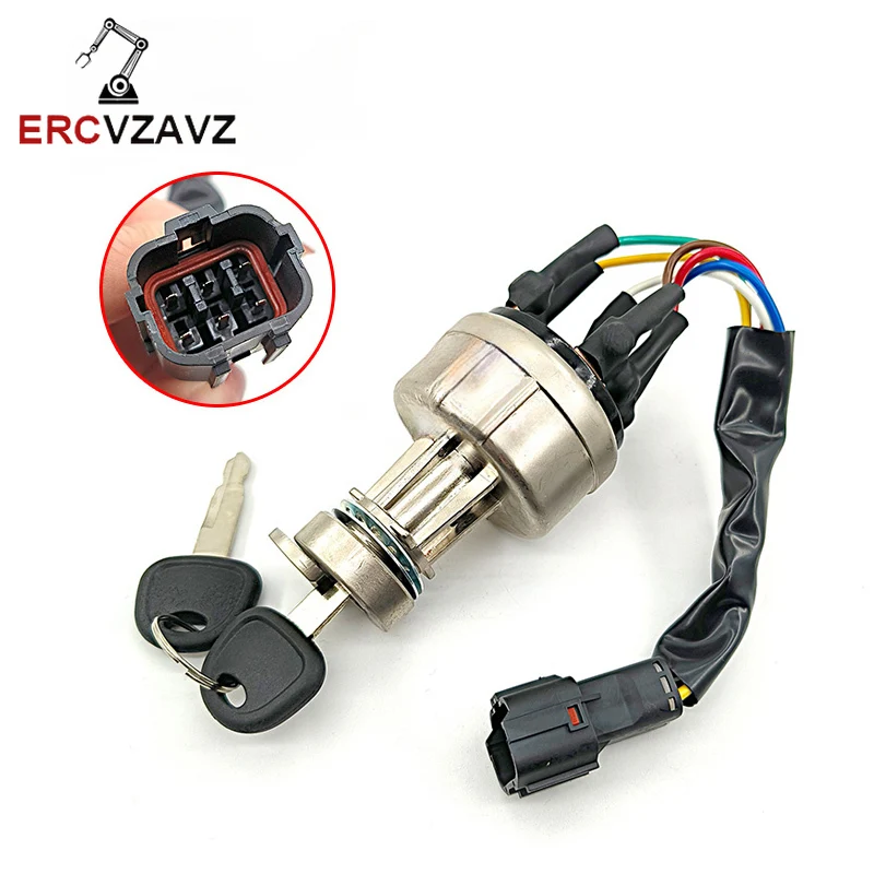 

SY215 SY235 Выключатель зажигания Выключатели стартера с двумя ключами 241200001217 A 241200001217 Детали для экскаватора Sany SY335 SY365 SY215-8