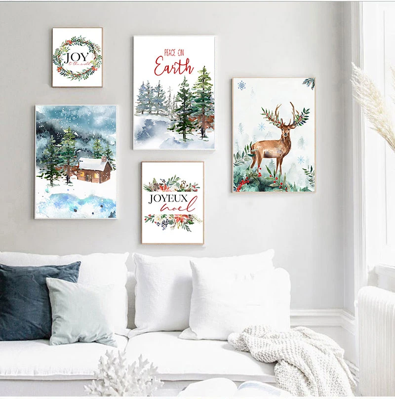 Home Decoration Christmas Theme Art Poster Nordic Living Room Sofa Corridor Background Wall Hanging Picture Frameless