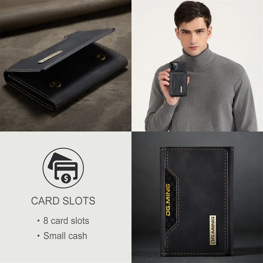 Magnetic Folding Wallet Card Holder Leather Case for Magsafe IPhone 14 13 15 16 Pro Max 16Pro ProMax Macsafe Stand Phone Cover