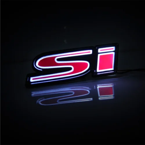 LED Si Racing Emblem Light Car Front Bumper Grille Badge Lamp for CIVIC SPIRIOR Car Accessories Decor
