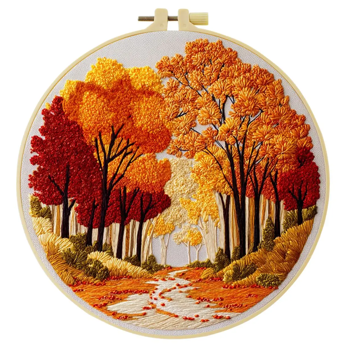 1 Stück 20X20CM/15X15CM 7,87/6,3 Zoll Herbst-Stickerei-Starter-Kit DIY-Kit DIY-Stickerei-Set Handarbeiten Heimdekoration Nadelkunst – Detail 3