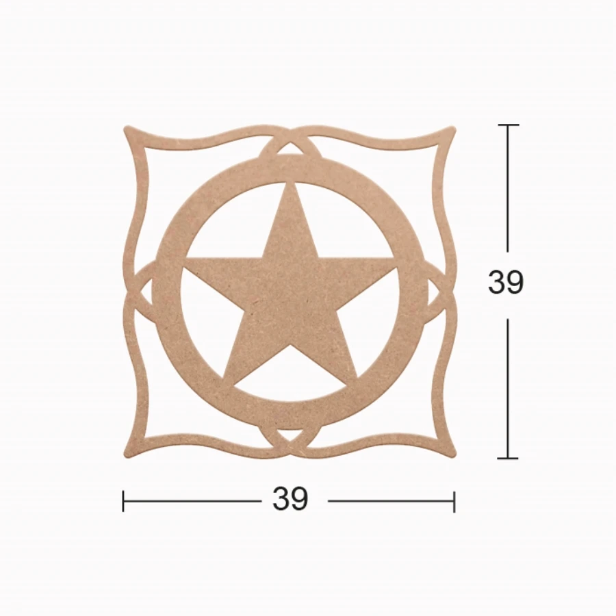 DS11 decorative wall ornament star Motif, painted Mdf ornament