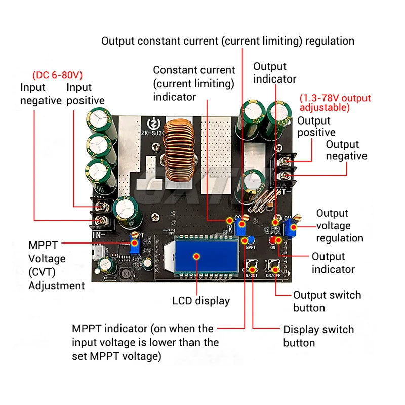 700W 30A Automatic Boost-Buck Power Supply Module MPPT Solar Charging Lithium Battery Charge LED Constant Current Drive