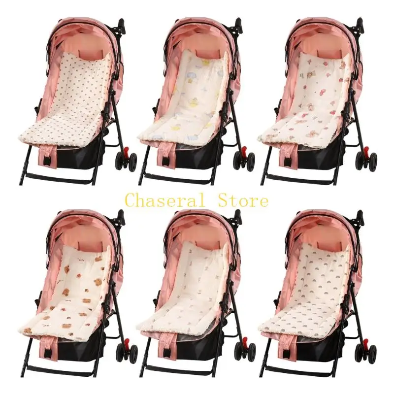 

E7CE Cartoon Baby Strollers Cushion Four Season Cart Pad Warm Artifact Thicked Fabric
