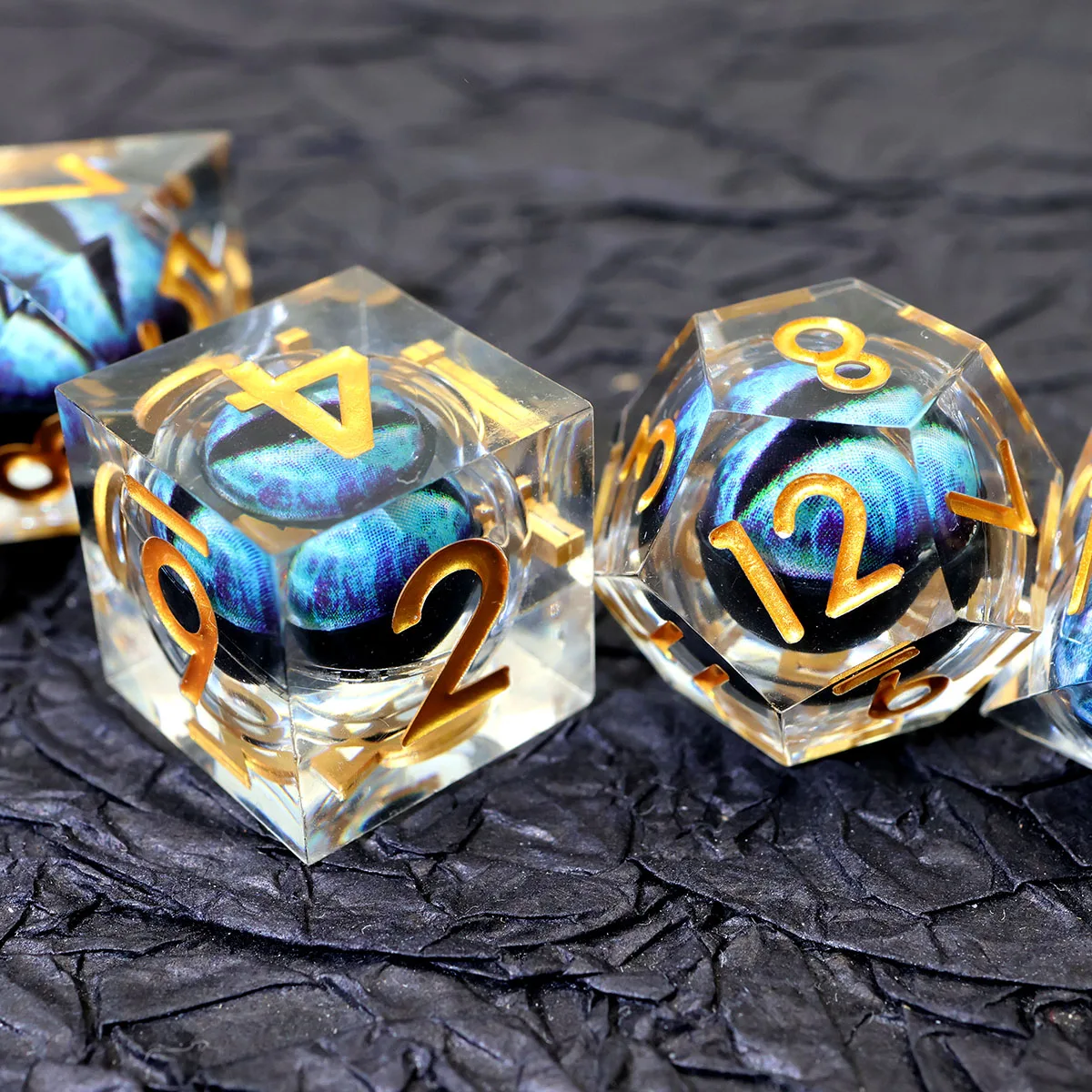 Resin DND Dice Set Dragon Eye Dice 7 Pieces Sharp Edge RPG Dice For Role Playing Table Game Board Games-Move Eye Dice D1