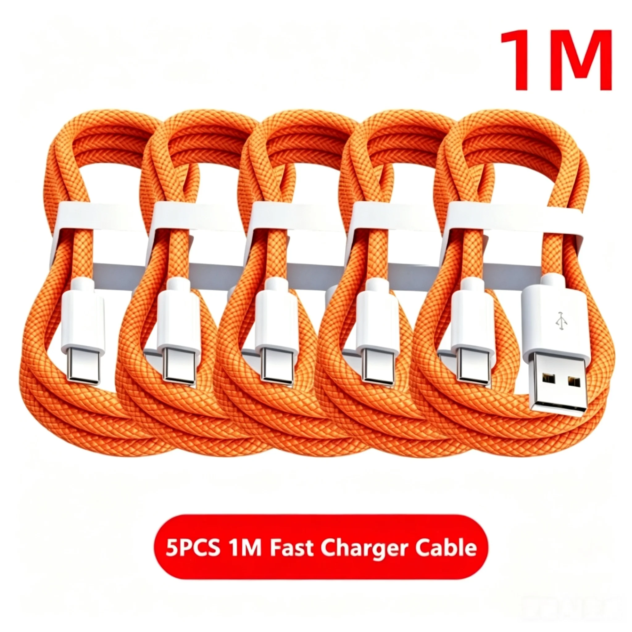 5 Stück USB-A-Kabel zu USB-C 240W Schnellladekabel unterstützt Schnellladung für iPhone 17 16 15 Samsung Huawei Xiaomi 2026 – Detail 10