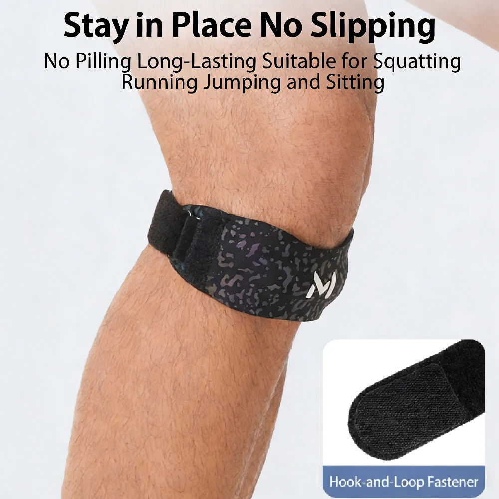 1 Stück Kniebandage für Damen und Herren – Patella-Kniegurt zur Unterstützung bei Sehnenentzündung, Basketball, Laufen, Tennis, Kniebeugen – verstellbar – Detail 7