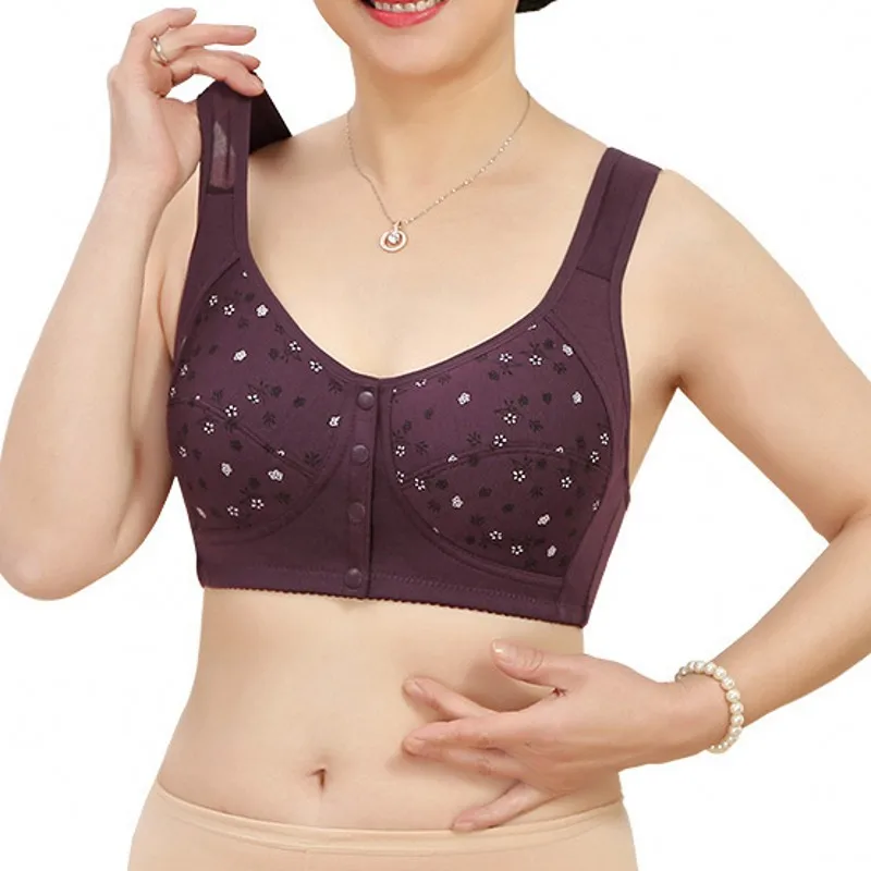 

Женский хлопковый бюстгальтер с передней пуговицей, Летний камзол, удобное верхнее беспроводное нижнее белье, плюс размер 36-52