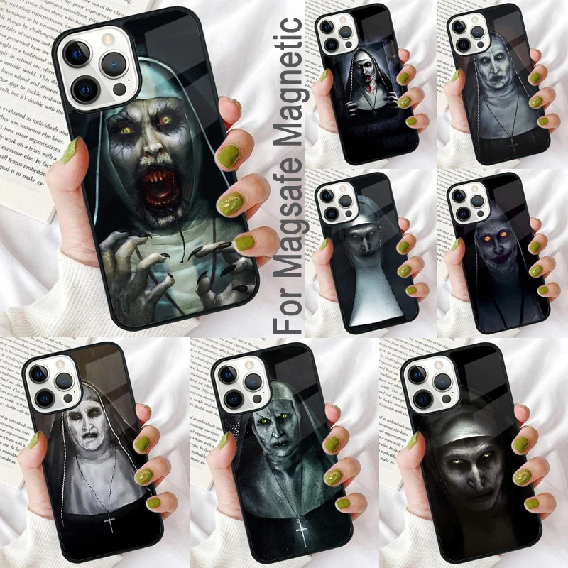 The Nun Valak Horror Magnetic Soft Phone Case for iPhone 16 Promax 15 Pro 13 14 Plus 11 12 Mini MagSafe Coque