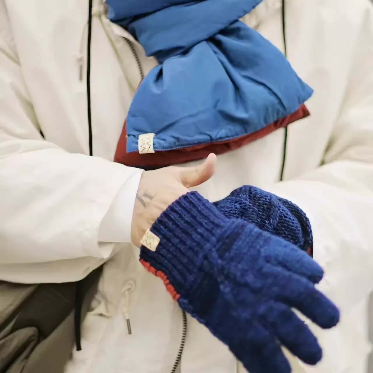 

VISVIM 21AW KNIT GLOVE N.D. Exhibition limited knitted wool blue-dyed gloves retro Japanese style