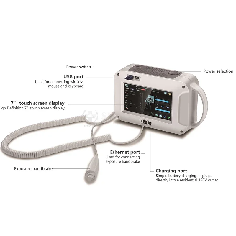 Medical Handheld X-Ray Machine Portable Vet X-Ray Radiography System  Touch Screen Handheld X-ray Machine