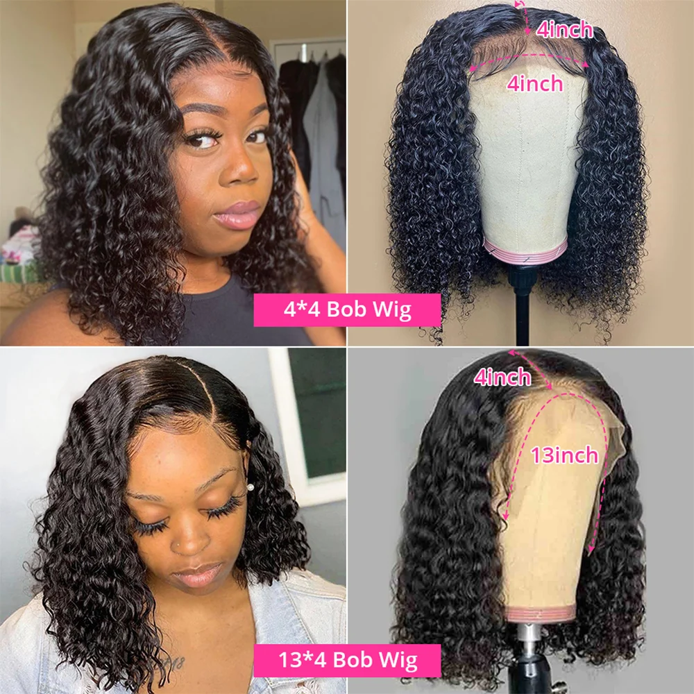 Cheap 13x4 Water Wave Bob Lace Frontal Wig For Women Deep Wave Curly 6x4 HD Glueless Human Hair Wig Ready To Wear and Go Pre Cut