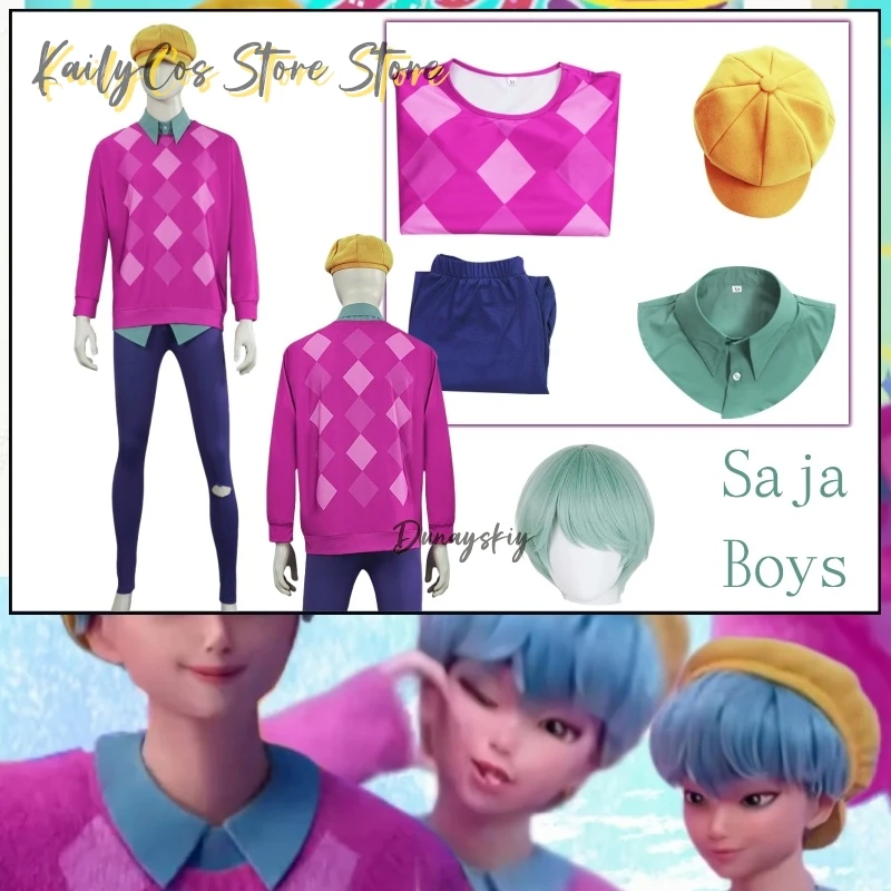 Disfraz de bebé Rosa fuerte Retro lana tejido lindo encantador bebé Saja niños demonio Saja niño Cosplay Anime Kpop demonio suéter Halloween