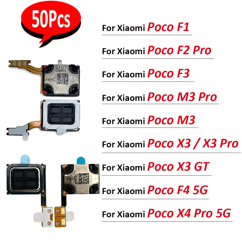 

50Pcs，Ear Earpiece Speaker For Xiaomi Poco F5 C40 C3 F1 F2 Pro F3 F4 5G M3 Pro X3 GT X4 Pro 5G Earphone Top Sound Receiver Flex