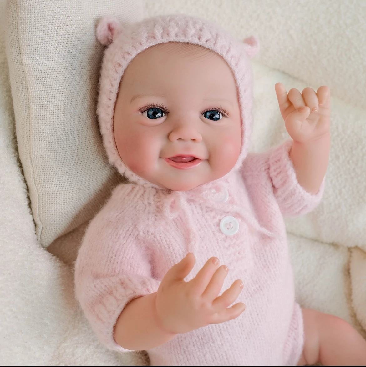 19 "ตุ๊กตาเด็กทารก Reborn สมจริงเหมือนจริง Emmy ทารกแรกเกิดสาวไวนิลผิวมือวาดเส้นเลือดและแม่เหล็ก Pacifier
