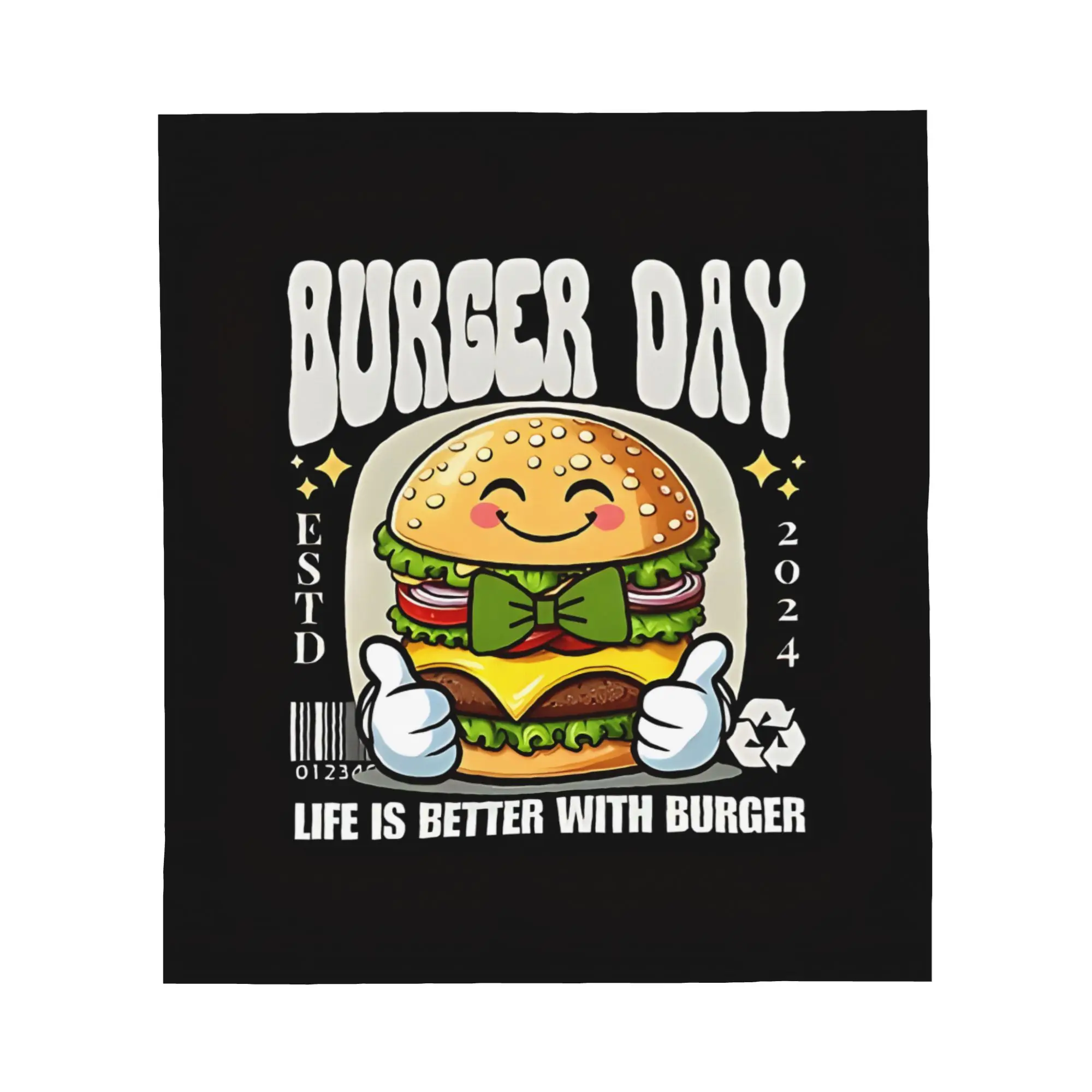 1PC Burger Day Life Is Better With Burger Blanket Throw Blanket Novelty Warm Blanket All Season Gift