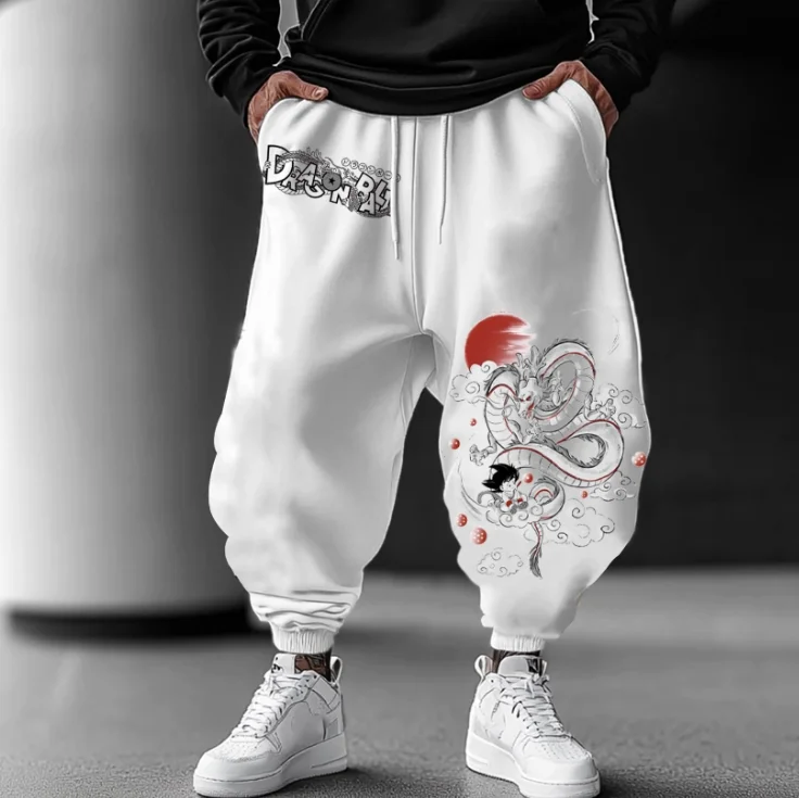 

Men's autumn and winter street wear trousers slim-fit animation printing dragon ball z character pattern casual animation fans