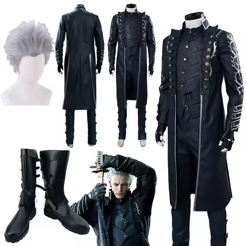 Vergil Cosplay Fantasia Game DMC 5 Costume Disguise Male Gloves Outfits Adult Men Fantasy Halloween Carnival Party Clothes