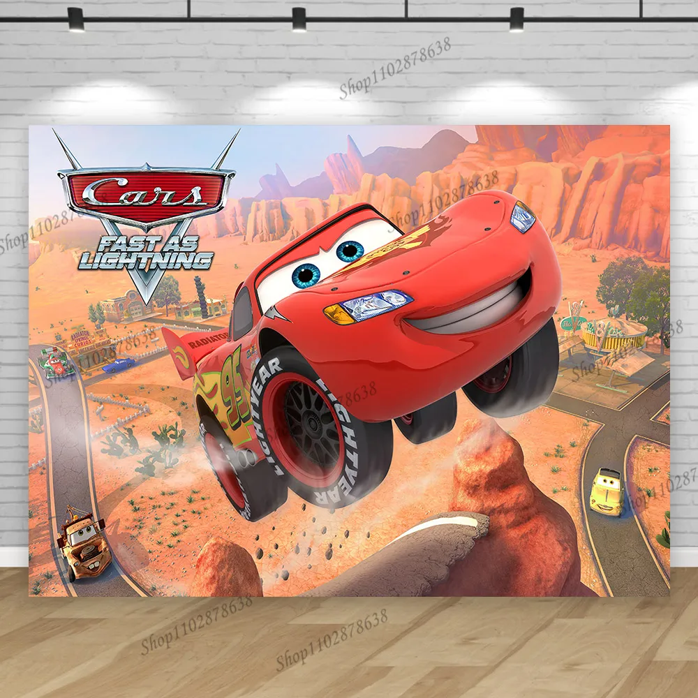 Cars Backdrop For Birthday Party Boy Kids Baby Shower Background Lightning Mcqueen Red Runway Photo Design Banner Props Vinly