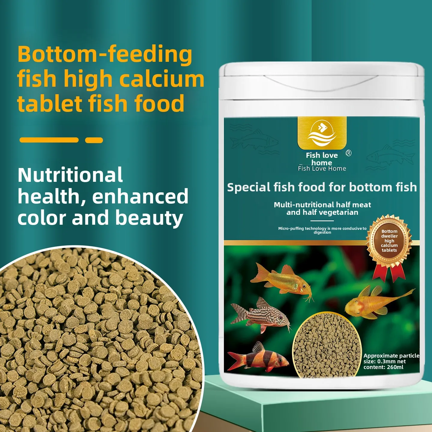 

Fish Love Home Bottom Feeder Fish Food - Fast Sinking Wafers for Plecos, Loaches, Catfish & Algae Eaters