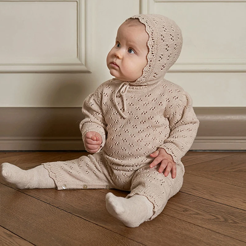 

Newborn Baby Girl Knitting Bodysuits Korean Style Infant Baby Girls Jumpsuit One piece Outfit Toddler Baby Girl Clothes