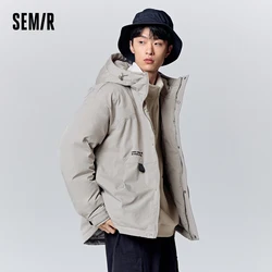 Jaqueta semir masculina, parka simples na moda, estilo de trabalho, jaqueta quente diária solta, nova, inverno, 2023