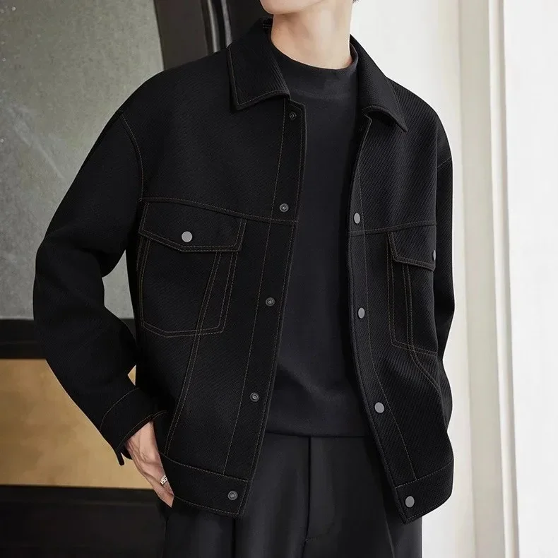 

Свободная повседневная мужская куртка с воротником, осень-зима, новый стиль, уличная американская модная брендовая верхняя одежда, пальто