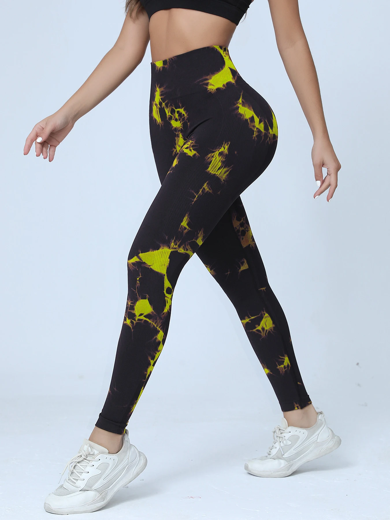 3-częściowe legginsy sportowe Yoga Basics Tie-Dye z szerokim paskiem