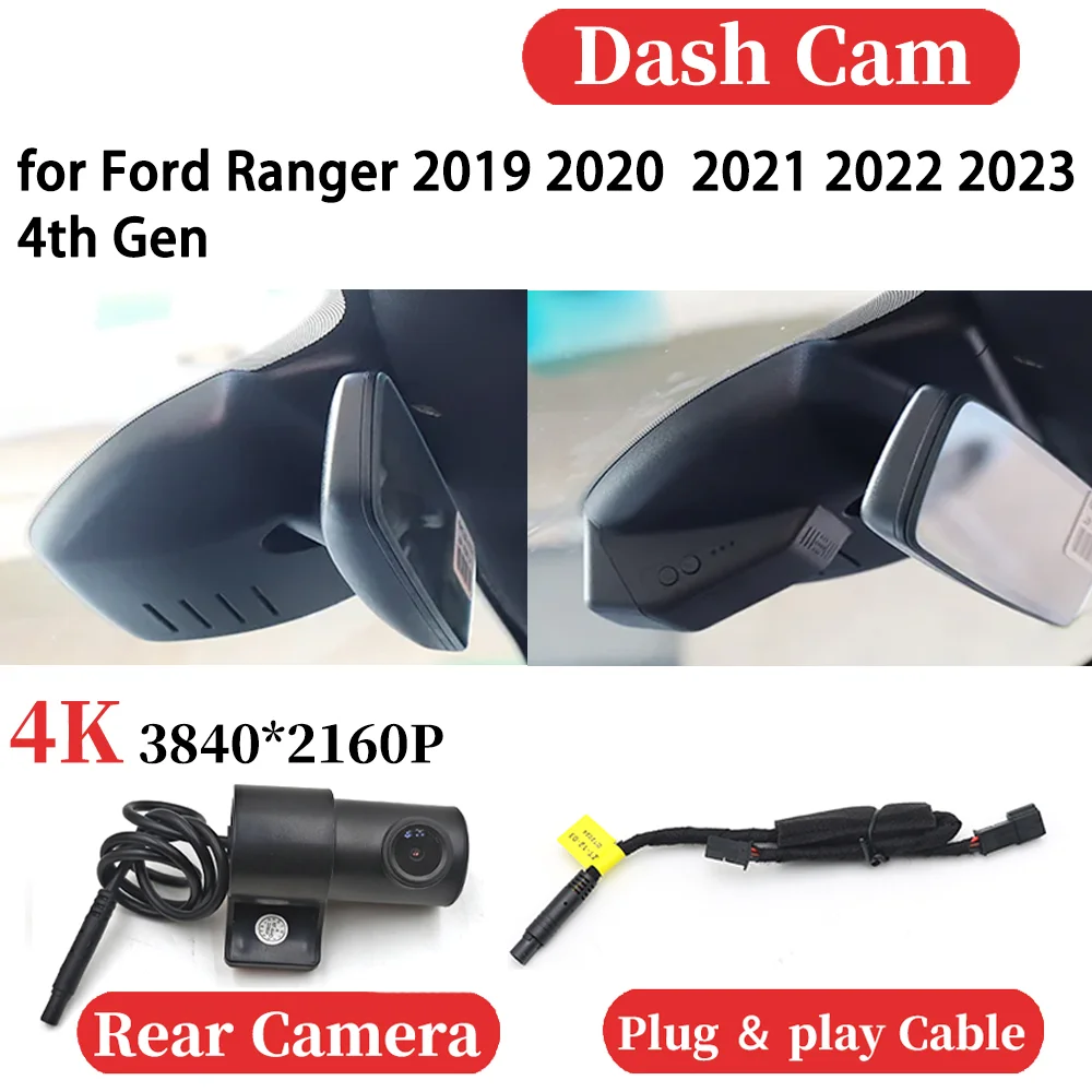 

ZJCGO for Ford Ranger 2019 2020 2021 2022 2023 4th Gen UHD Car 4K Video Recorder DVR Dash Cam Dashboard Camera Plug and play