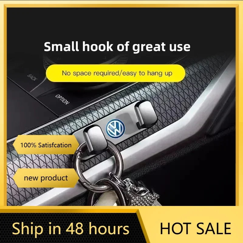 VW Logo Car Interior Accessories Zinc Alloy Storage Hooks For VW GTI Scirocco Polo Passat B5 B6 Golf Tiguan Jetta T-ROC Beetle