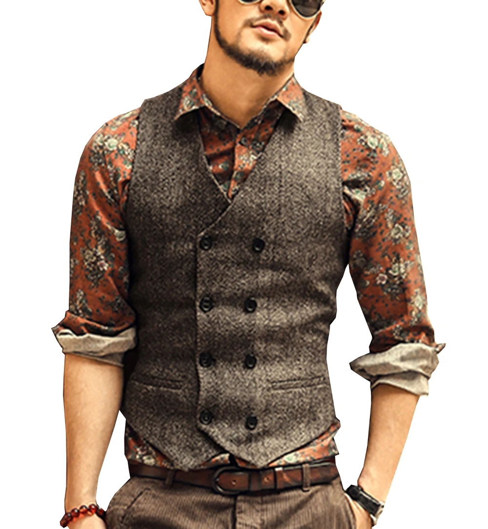 ชายชุด Vest มาใหม่ล่าสุด Slim Fit Double Breasted ผู้ชายธุรกิจอย่างเป็นทางการ Waistcoat T Groomsemen สำหรับงานแต่งงาน