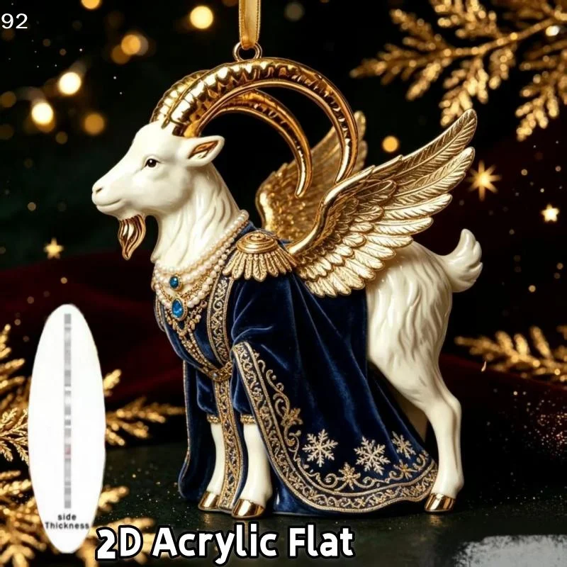 2D Flat Goat Hanging Ornament Acrylic Animal Hanging Decoration Simulation Antelope Pendant Christmas Tree OrnamentCentury Hous