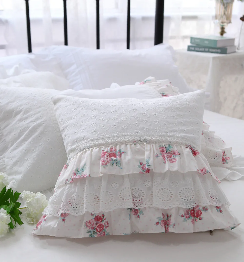 European Embroidery Cushion Cover Cake Lace Pillow Cover Handmade Elegant Bedding Decorative Pillowcase Sofa Cushion Top Luxury