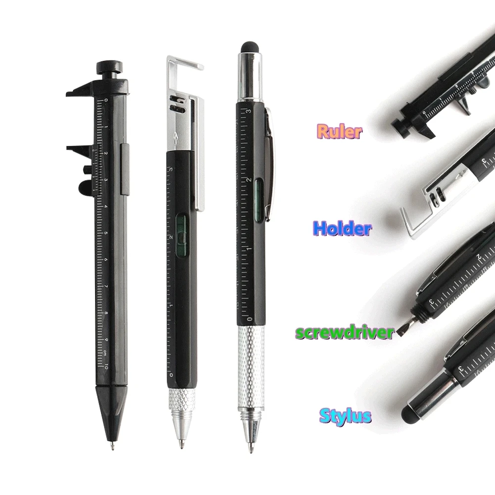 3/4Pcs/Set Multifunction Ballpoint Pen Modern Handheld Tool Measure Technical Ruler Screwdriver Touch Screen Stylus Spirit Level