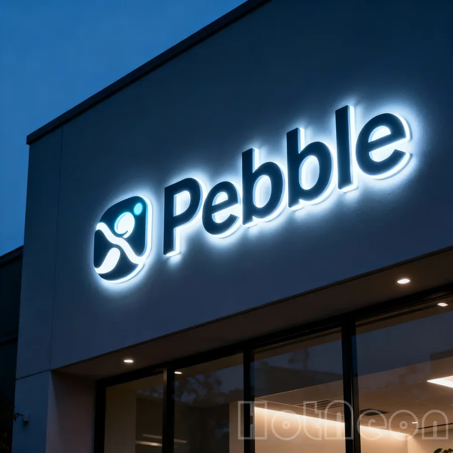 3D Backlit Custom Metal Business Sign Outdoor Illuminated Logo Halolit Pebble Letter Signage LED Pebble Advertising Signboard