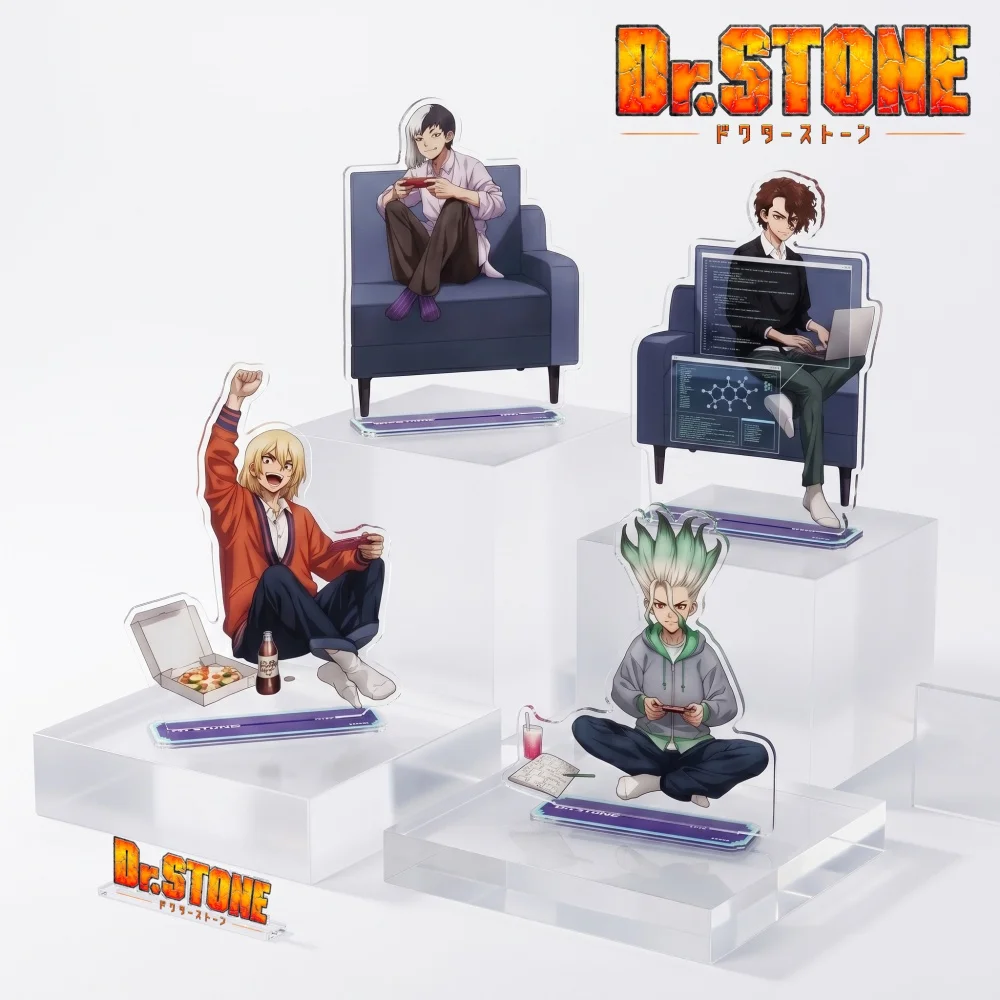 Dr STONE Acrylic Stand Keychain Senku Taiju Gen Ukyo Casual Game Anime Character Merch Fans Gift