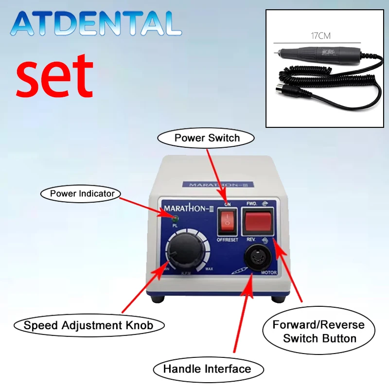 

Dental Marathon N3 Micromotor 35K RPM H37L1 Handpiece - Professional Electric Lab Clinic Dental Tools Set