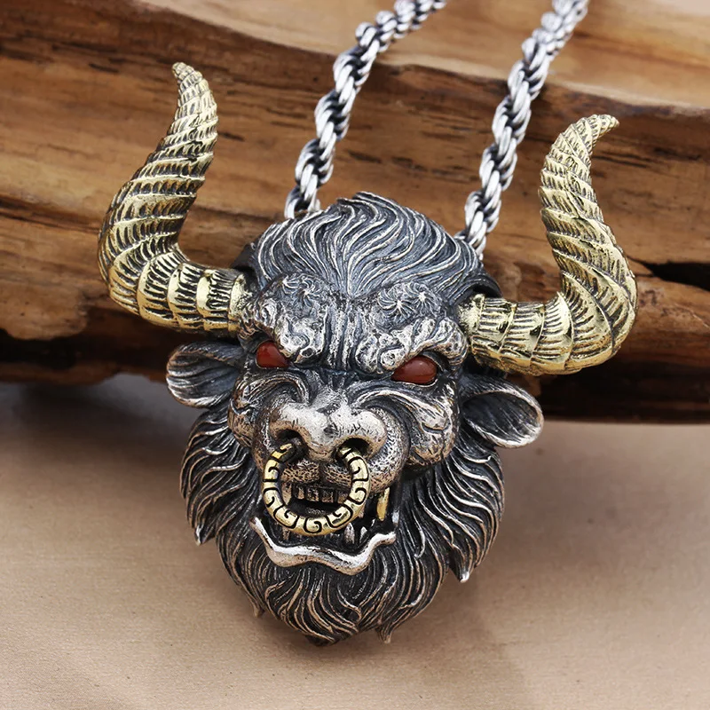 New Men Domineering Bull King Pendant Necklace Fashion Punk Rock Motorcycle Jewelry Men Trend Street Accessories