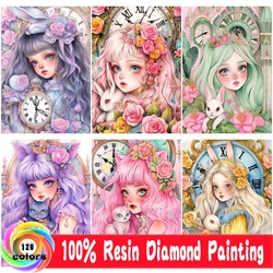 5D DIY Cartoon Elf 120 Color Velvet Canvas Resin Diamond Painting Cat Girl Diamond Mosaic Embroidery Anime Cross Stitch Set Art