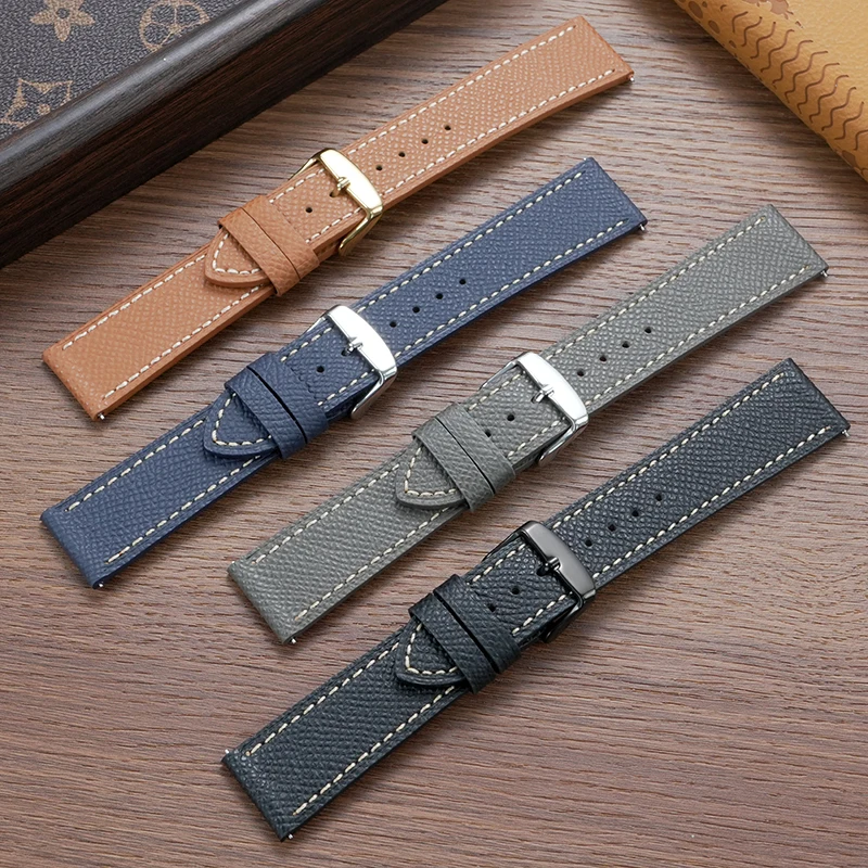 For Cartier Santos Dumont Tank London Series Cowhide Leather Watch Band for Omega Longines Tissot Palm Patterned Leather Strap view 3