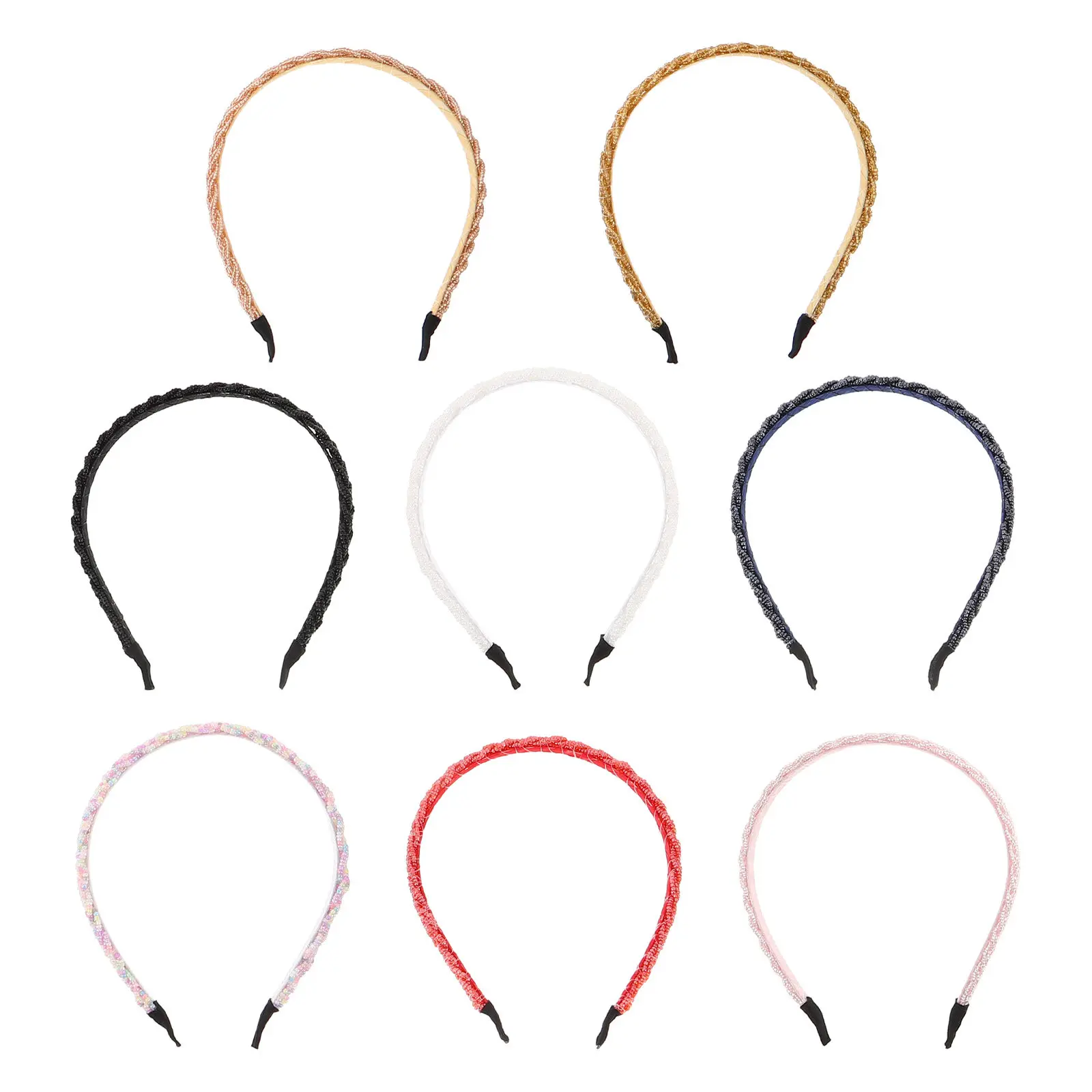 

Набор из 8 браслетов-ободков с бусинами и имитацией косичек для невесты, свадебных мероприятий, аксессуары для волос, свадебный головной убор - Свадьба