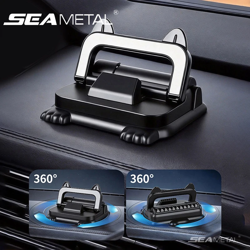 

SEAMETAL Universal Car Phone Holder 2-in-1 Temporary Car Parking Number Plate Rotatable GPS Navigation Stand for Car Accessories