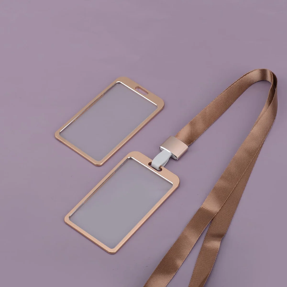 Stylish Aluminum Alloy ID Card Holder - With Lanyard Student Work Credential Clip Office Supplies Portable Card Storage image 3