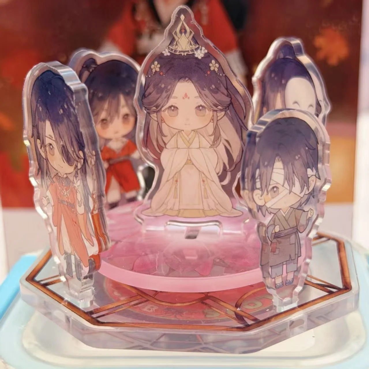 Tianguan Bless Hualian, décoration de bureau en acrylique rotative pour cosplay, réalisée à la main, inspirée des romans d'anime.