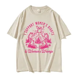 I Support Women's Rights and Wrongs Frog Funny Meme T Shirts Men Women Retro O-Neck Fashion Oversized Cotton T-shirt Summer Tops