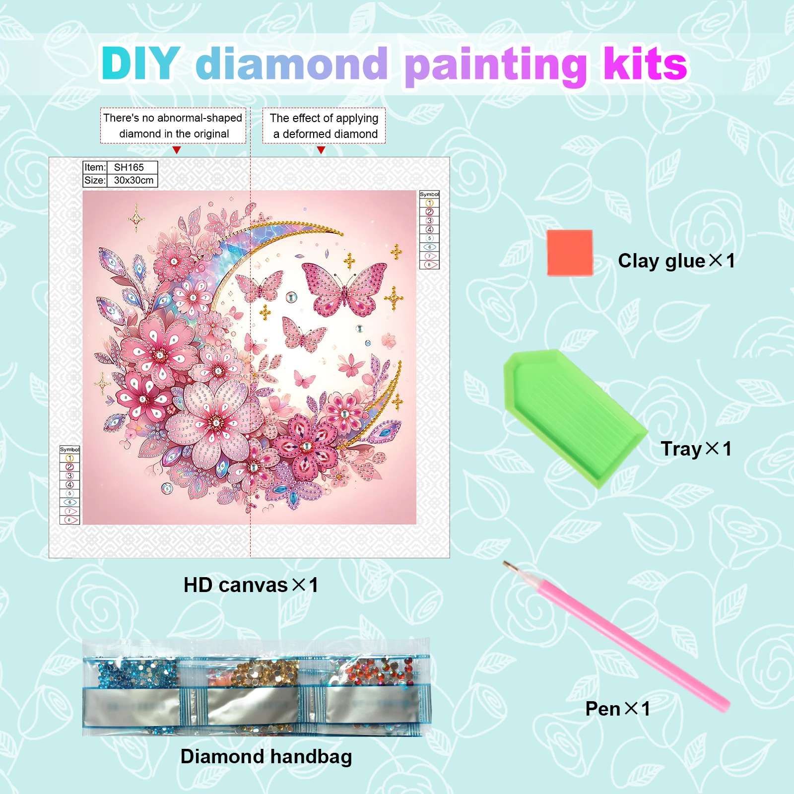 Diamond Art Painting Kit for Adult,moonDIY Special Shape Crystal Diamond Partial Diamond Art Painting for Home wall Decor Gift view 3