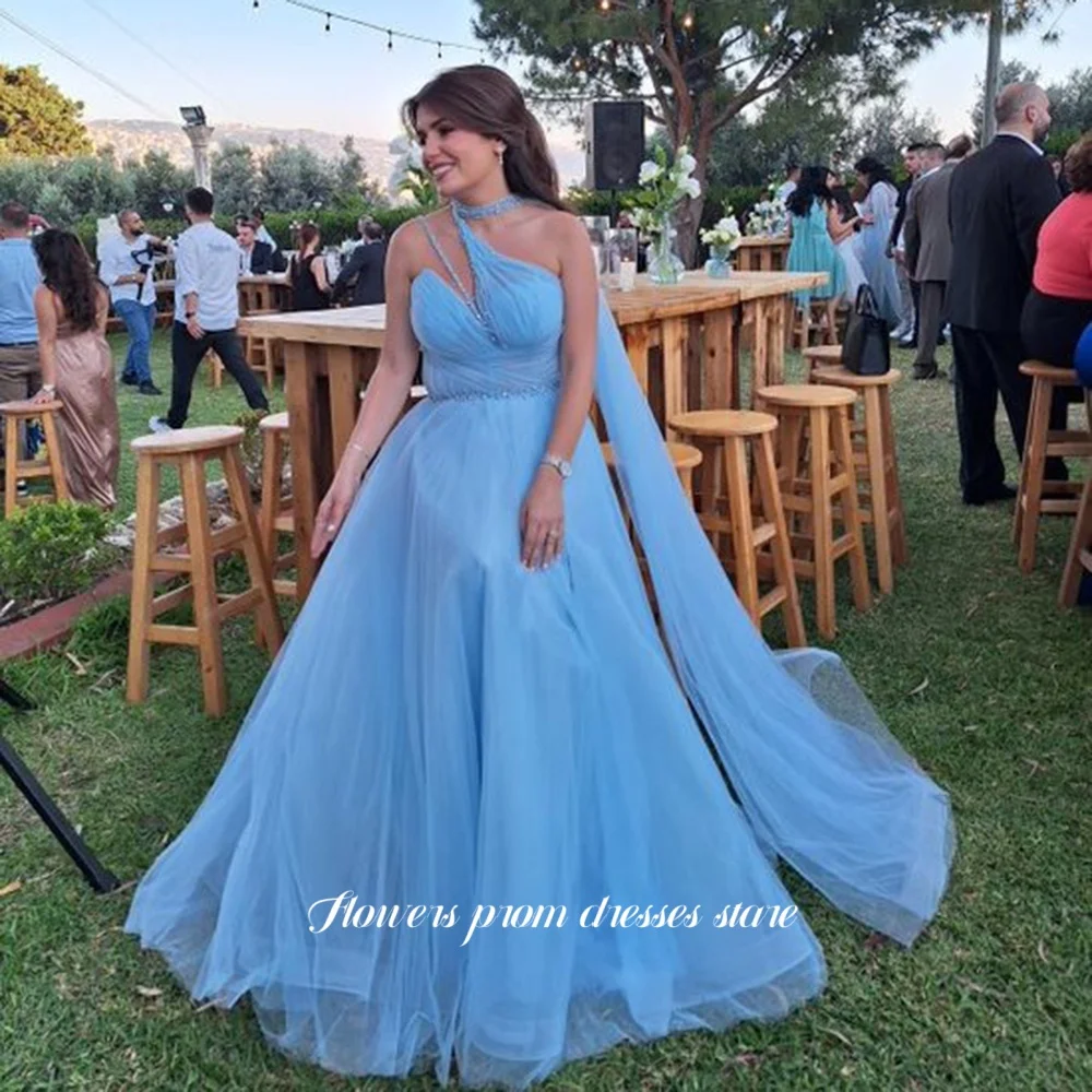 

Flowers Halter Prom Dress A Line Party Gowns Luxury Beading Princess Ball Gowns for Women Pleats vestidos de fiesta Customized